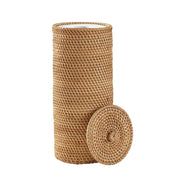 Better Homes & Gardens Floor Standing Toilet Paper Holder with Lid, Rattan, Honey Color, Holds Four Rolls