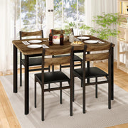 Recaceik Dining Room Table Set with 4 Upholstered Chairs Brown