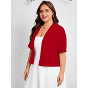 Showmall Womens Plus Cropped Cardigan Open Front Shrug Lightweight Bolero Red 3X