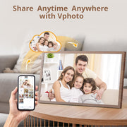 Dragon Touch Classic21 22 Inch Digital Photo Frame, 32GB Storage, WiFi, Auto-Rotate, Brown