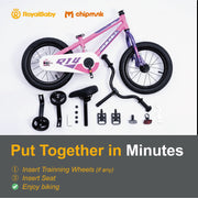 Royal Baby Rocket 14 Inch Kids Bicycle, Pink, Ages 4 to 7, Carbon Steel Frame, Coaster Brake - Material: Steel