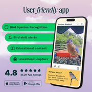 Bird Buddy Smart Bird Feeder with AI Bird Identification, Solar Powered, Weatherproof, HD Video, Blue Perch Extender BBS4052RAA