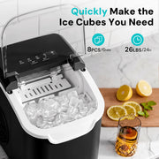Kismile HZB-12/Q Ice Makers Countertop with Handle, 8 Cubes in 6 Mins, Portable Ice Machine with Self-Cleaning