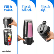 Nutribullet Flip Insulated Portable Blender with Matte Black 18oz Stainless Steel Cup, USB-C Rechargeable, High-Torque Motor NBPB10350AK