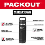 Milwaukee 48-22-8396B PACKOUT 24 oz Black Insulated Bottle with Chug Lid