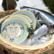STPGoods Morris Garden Bone China Dinnerware Set of 24 Service for 6 in Gift Box 24-Piece Dish Set of Plates and Bowls