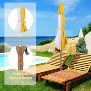 Ainfox 7.5ft Market Patio Umbrella, Round Yellow White Stripe Canopy, Waterproof UV-Resistant Polyester, Steel Pole, Crank Open, Vented Design, OB-OTU058YE