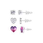 iStar Jewelry 538598839 Trio Earring Set Cubic Zirconia Bi-Colored Crystal Fine Silver Plated Brass Multi Color