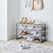 Better Homes & Gardens Farmhouse 3 Tier Shoe Rack, Rustic Gray, 30 in W x 12 in D x 18 in H, Holds 12 Pairs, BH1801609920