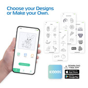 Kiddos Sticker Maker Machine, Ink-Free Thermal Printing, Portable Rechargeable DIY Craft Kit with Markers, Sticker Rolls, USB-C Cable for Kids 8+
