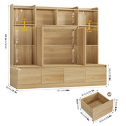 Homfa Kids Bookcase 10 Cubes, 4 Drawers, Adjustable Shelves, Natural Color, H-064112