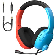 FONHAID Gaming Headset for Switch, Over-Ear Wired Headphones with Noise-Canceling Microphone, 3.5mm Jack, Red and Blue