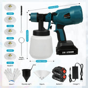 EZBY EZBY-05A 800W Electric Paint Sprayer with 1200ML Container& 2 Batteries, Blue