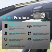 Rexing Dash Cam Dual Camera System, 2K Front, 1080P Rear, WiFi App Control, Loop Recording, Parking Monitor, Black, WMTC2B