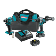 Makita XT297T Cordless Tool Combo Kit, 18V LXT Brushless Hammer Drill Driver, 4-Speed Impact Driver, 5.0Ah Batteries, Rapid Charger, Storage Bag