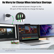 AEEZO 14 Inch 1080P IPS Portable Monitor, 280 Rotatable Screen Extender, Full HD Display, Type-C USB Interfaces, Compatible with 13-17.3 Inch Laptops