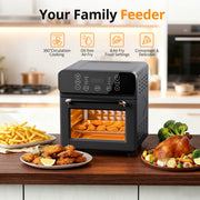 TINANA  YH-AF-13 10 QT Air Fryer Oven, 8 Preset Functions, LED Smart Touch Display, Oil-Less Cooking, Black