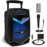 Pyle Portable Bluetooth PA Speaker System, 800W Peak Power, 12-Inch Subwoofer, 1-Inch Tweeter, Rechargeable Battery, USB/SD Playback, Microphone Input, Party Lights, Black, PPHP1242B