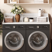 Tarnorci 54 in 2-Layer Washer Dryer Countertop with Storage Shelf and Side Safety Edge, White, XYJB-02-01