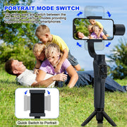 Delpattern Gimbal Stabilizer for Smartphone, 3-Axis Stabilization, AI Face and Object Tracking, Foldable, Portable, USB-C Charging, Black