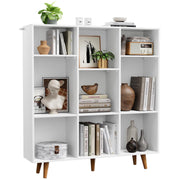 CHITOOMA 58998198 3 Tier 9 Cube Storage Organizer Bookshelf with 3 Height-Adjustable Shelves and Solid Legs, White