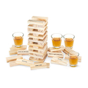 True Stack Buzzed Tower Adult Drinking Game with 60 Wooden Blocks and 4 Shot Glasses, Indoor Outdoor Party Set, 3705