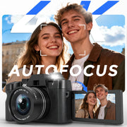 Novzzovaz 4K Point & Shoot Digital Camera, 48MP Photos, 16X Digital Zoom, WiFi Connectivity, Flip 3-Inch Screen, Wide & Macro Lenses, Dual Batteries, 32GB MicroSD Kit, 18272551587