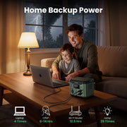 Qunler Portable Power Station, 300W 296Wh, Pure Sine Wave 120V AC Outlet, 60W USB-C PD, Multiple Ports, Green, PEP-S300