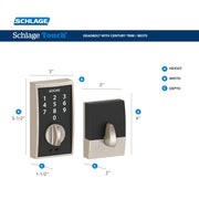 Schlage Century Matte Black Touchscreen Electronic Deadbolt, Keyless Entry, Metal Construction, Grade 2 Security, BE375CEN622