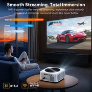 HAPPRUN Smart Projector, Native 1080P Full HD with 4K Decoding, 1500 ANSI Lumens, Built-In Streaming Apps, Dolby Audio Dual Speakers, AI Auto Focus & Keystone, WiFi 6 & Bluetooth 5.2, 300-Inch Projection, J7-W