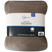 Mainstays MSF400686322013 Super Soft Plush Bed Blanket, Eco-Friendly Polyester Velvet, Gray, King