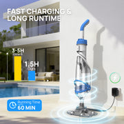 Syvio Cordless Handheld Pool Vacuum, 18.5 GPM Suction, 60-Minute Runtime, 11.4 in Wide Head, Adjustable Telescopic Pole for Above Ground and Inground Pools, Spas, Hot Tubs, CHPPVC15H