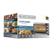 Black + Decker TO6235-0BD-ID Crisp 'N Bake PRO 6-Slice Air Fryer Toaster Oven with Basket, Pan, Rack & Tray, Stainless Steel