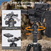 Fooletu Shooting Tripod with Adjustable Height 25-75 in, Aluminum Alloy, Black, Shooting Saddle Clamp, 360 Rotating Ball Head KQ-299+K-1
