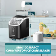 EUHOMY Ice Cube Maker Machine Countertop, 34lbs Per Day, Dual Water Tanks, Adjustable Ice Thickness, 24-Hour Timer, Auto-Cleaning, Black, IM-FM