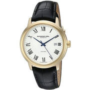 Raymond Weil Maestro Automatic Watch, 40mm Yellow Gold PVD Stainless Steel Case, Black Genuine Calfskin Leather Strap, Swiss Automatic Movement, 2237-PC-00659