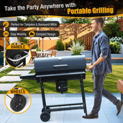 laraVist SY-7440 Portable Charcoal Grill, 589.32 SQ IN Cooking Area with Foldable Side Tables & Removable Ash Pan, 15.4 in