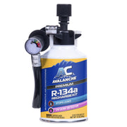 Avalanche Automotive Refrigerant Kit, 12oz R134a with Analog Gauge, Turn and Push Locking Valve, Smart Clips, Seal Conditioner, AVL101WM