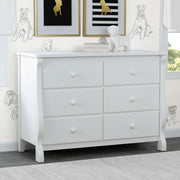 Delta Children Universal 6 Drawer Dresser with Interlocking Safety Drawers, White, Sleigh Style, W170846-100