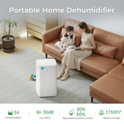 Ukoke Portable Dehumidifier, 34-Pint Capacity, Energy Star Most Efficient 2025, Ultra Quiet Operation, Auto Shut-Off, 1750 Sq. Ft Coverage, UDH0125