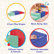 Battat BT1848 Squishy Stack Climbers 3 Foam Multicolor Play Shapes, Toddler & Preschool Toys
