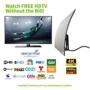 Mohu Gateway Plus Amplified Indoor HDTV Antenna, 60-Mile Range, Multi-Directional UHF VHF Reception, LED Signal Indicator, Warm Grey, Includes 10ft Coaxial Cable and USB Power Injector, GATEWAYXG