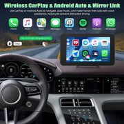 Podofo 4.7-Inch HD 1280x720 Portable Car Stereo with Wireless Apple CarPlay, Android Auto, Bluetooth, FM Transmission, AUX Input