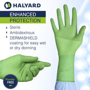 Halyard Micro Surgical Gloves, Sterile Polyisoprene, Powder Free, 7.9 mil Thickness, Size 6.5 Small, Green, Box of 100 SGL90065