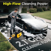 LovoIn Electric Pressure Washer, 2100 PSI, 2.1 GPM, 1800W Motor, Patented 5-Piston Pump, Quick Release Gun, Nozzle Lance, Yellow, Compact Design