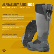 LaCrosse AlphaBurly Aero 800 Insulated Hunting Boots, Waterproof Rubber, 17 Inch, Dark Shadow, 377010