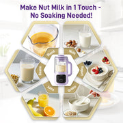 AlfaBot Nut Milk Maker, 10-in-1 Automatic Soy Milk Machine, 50oz Capacity, 800W, Stainless Steel Jar, Self-Clean, Delay Start, Keep Warm, Purple, N4-01