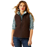 Ariat Women's Dilon 2.0 Reversible Insulated Vest, Brown, Large, Sleeveless, Standing Collar, Full Front Zipper, 3216372