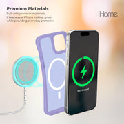 iHome Magnetic Velo Phone Case for iPhone 15 Pro- Pastel Purple