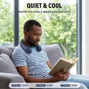 Digitnow Portable Neck Fan, 360-Degree Bladeless Cooling, USB Rechargeable 4000mAh Battery, Ultra-Quiet Personal Cooling Fan, Blue
